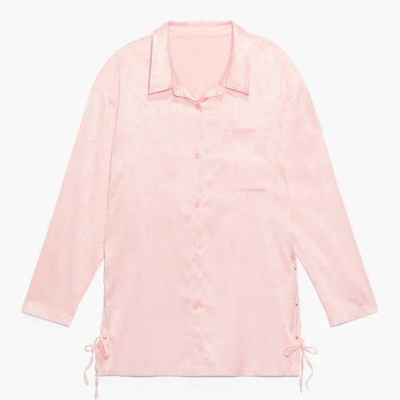 HEAVENLY SATIN SLEEP SHIRT PLAYTIME PINK HEAVENLY MUSINGS JACQUARD SZ XL - Picture 3 of 9